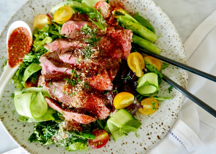 Healthy Asian grilled salad