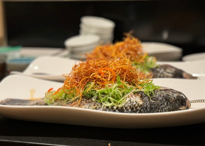 Elegant Chinese fine dining fish dish